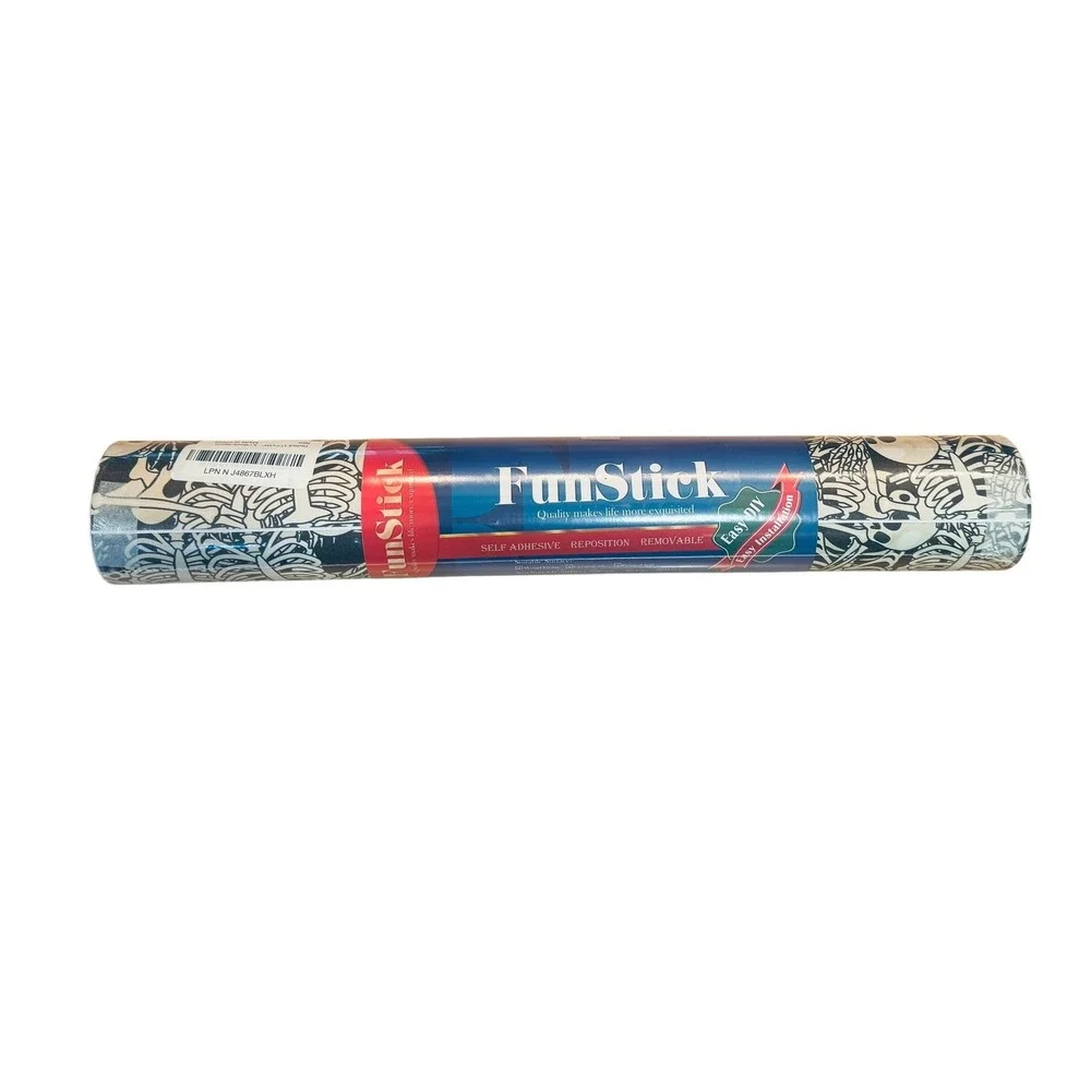 FunStick Skeleton Skull Peel and Stick Wallpaper 17.5in x 354in Removable Vinyl